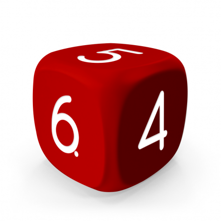 Dado Mokko D6 con números tamaño extra esquina redondeada color sólido rojo Dado Mokko D6 con números tamaño extra esquina redondeada color sólido rojo