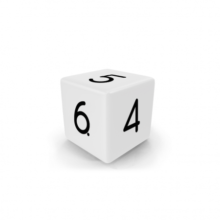 Dado Mokko D6 con números tamaño mini esquina recta color sólido blanco Dado Mokko D6 con números tamaño mini esquina recta color sólido blanco