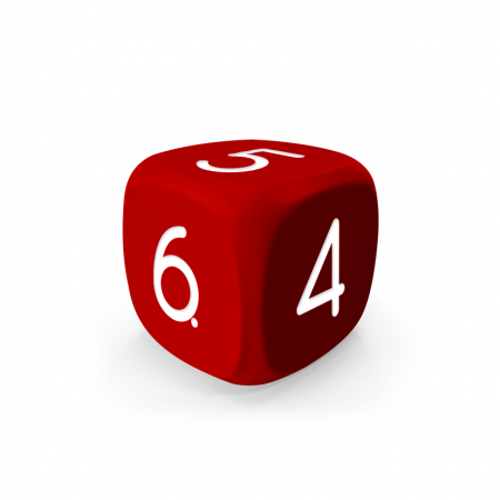 Dado Mokko D6 con números tamaño plus esquina redondeada color sólido rojo Dado Mokko D6 con números tamaño plus esquina redondeada color sólido rojo
