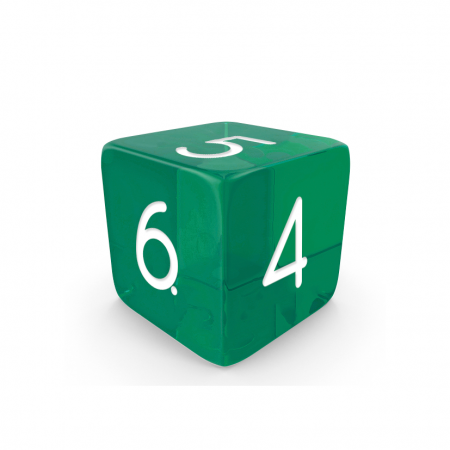 Dado Mokko D6 con números tamaño estándar esquina recta efecto gema esmeralda Dado Mokko D6 con números tamaño estándar esquina recta efecto gema esmeralda
