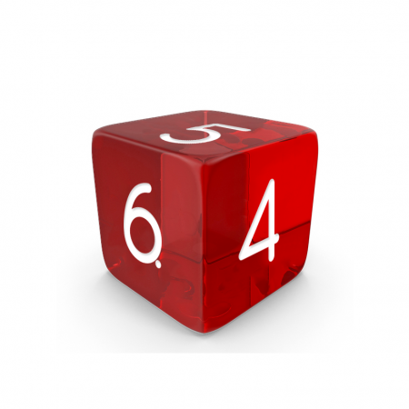 Dado Mokko D6 con números tamaño estándar esquina recta efecto gema rojo Dado Mokko D6 con números tamaño estándar esquina recta efecto gema rojo