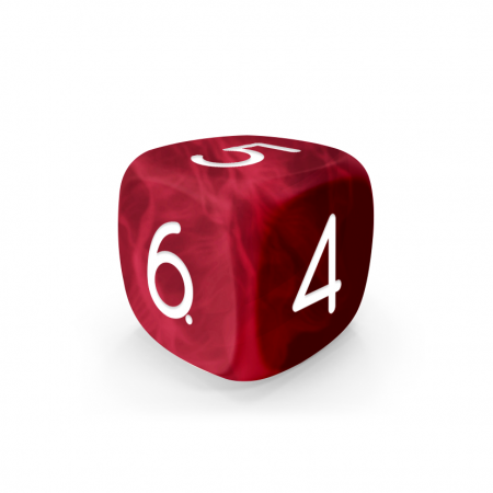 Dado Mokko D6 con números tamaño estándar esquina redondeada efecto mármol carmín Dado Mokko D6 con números tamaño estándar esquina redondeada efecto mármol carmín