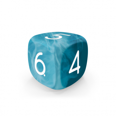 Dado Mokko D6 con números tamaño estándar esquina redondeada efecto mármol celeste Dado Mokko D6 con números tamaño estándar esquina redondeada efecto mármol celeste