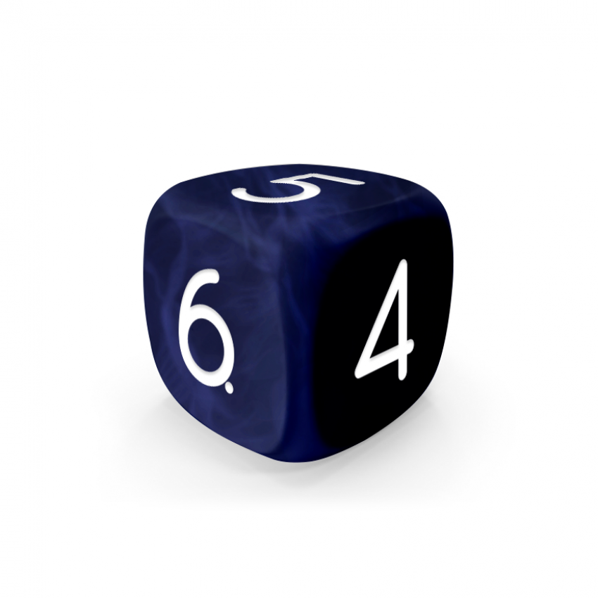 Dado Mokko D6 con números tamaño estándar esquina redondeada efecto mármol azul oscuro Dado Mokko D6 con números tamaño estándar esquina redondeada efecto mármol azul oscuro