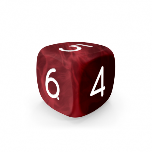 Dado Mokko D6 con números tamaño estándar esquina redondeada efecto mármol rojo oscuro Dado Mokko D6 con números tamaño estándar esquina redondeada efecto mármol rojo oscuro