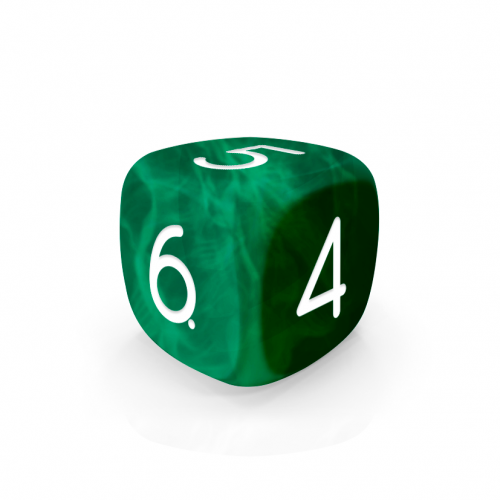 Dado Mokko D6 con números tamaño estándar esquina redondeada efecto mármol verde bosque Dado Mokko D6 con números tamaño estándar esquina redondeada efecto mármol verde bosque