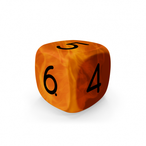 Dado Mokko D6 con números tamaño estándar esquina redondeada efecto mármol naranja Dado Mokko D6 con números tamaño estándar esquina redondeada efecto mármol naranja