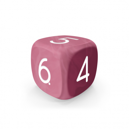 Dado Mokko D6 con números tamaño estándar esquina redondeada efecto mármol rosa Dado Mokko D6 con números tamaño estándar esquina redondeada efecto mármol rosa