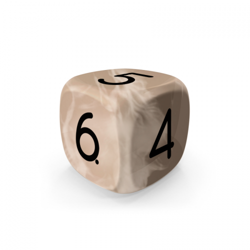 Dado Mokko D6 con números tamaño estándar esquina redondeada efecto mármol arena Dado Mokko D6 con números tamaño estándar esquina redondeada efecto mármol arena