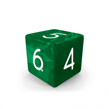 Dado Mokko D6 con números tamaño estándar esquina recta efecto mármol verde bosque Dado Mokko D6 con números tamaño estándar esquina recta efecto mármol verde bosque