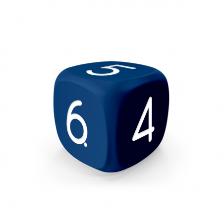 Dado Mokko D6 con números tamaño estándar esquina redondeada color sólido azul cobalto Dado Mokko D6 con números tamaño estándar esquina redondeada color sólido azul cobalto