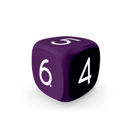 Dado Mokko D6 con números tamaño estándar esquina redondeada color sólido morado Dado Mokko D6 con números tamaño estándar esquina redondeada color sólido morado