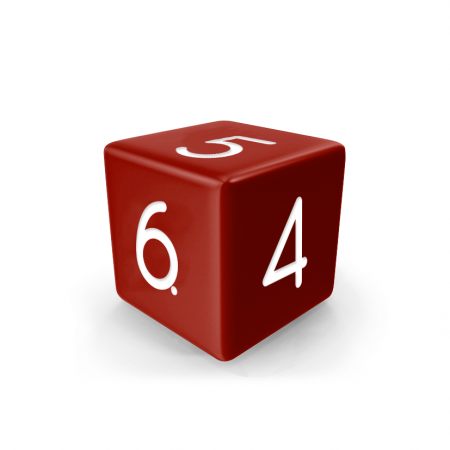 Dado Mokko D6 con números tamaño estándar esquina recta color sólido rojo oscuro Dado Mokko D6 con números tamaño estándar esquina recta color sólido rojo oscuro