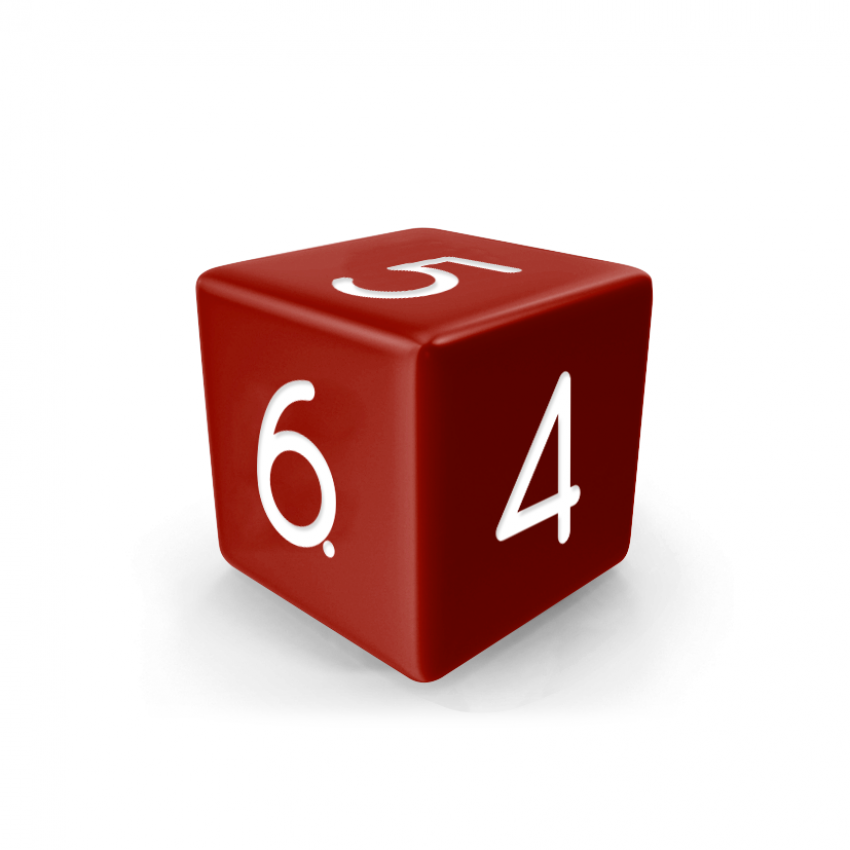 Dado Mokko D6 con números tamaño estándar esquina recta color sólido rojo oscuro Dado Mokko D6 con números tamaño estándar esquina recta color sólido rojo oscuro