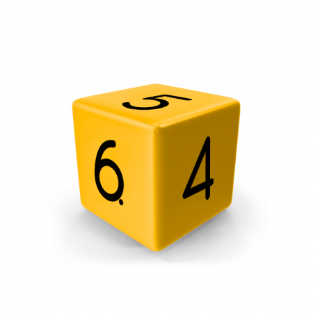 Dado Mokko D6 con números tamaño estándar esquina recta color sólido amarillo huevo Dado Mokko D6 con números tamaño estándar esquina recta color sólido amarillo huevo