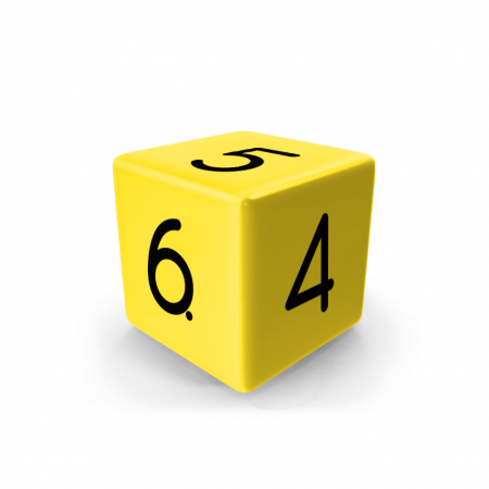 Dado Mokko D6 con números tamaño estándar esquina recta color sólido amarillo limón Dado Mokko D6 con números tamaño estándar esquina recta color sólido amarillo limón