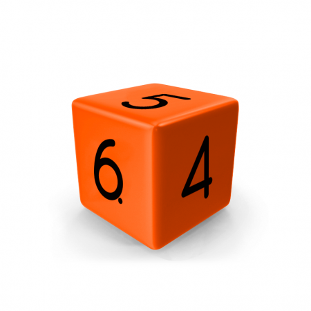 Dado Mokko D6 con números tamaño estándar esquina recta color sólido naranja Dado Mokko D6 con números tamaño estándar esquina recta color sólido naranja