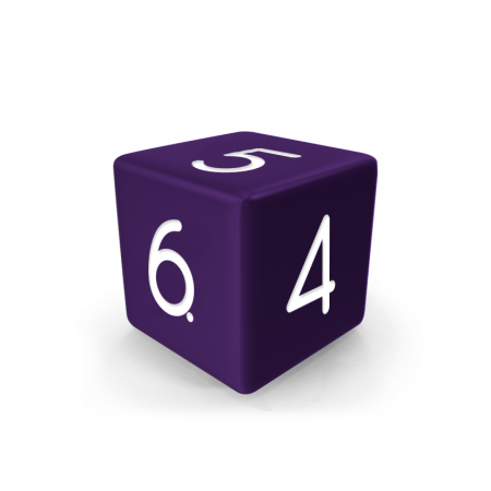 Dado Mokko D6 con números tamaño estándar esquina recta color sólido morado Dado Mokko D6 con números tamaño estándar esquina recta color sólido morado