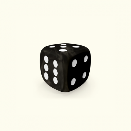 Dado Mokko D6 con puntos tamaño mini esquina redondeada efecto mármol negro Dado Mokko D6 con puntos tamaño mini esquina redondeada efecto mármol negro