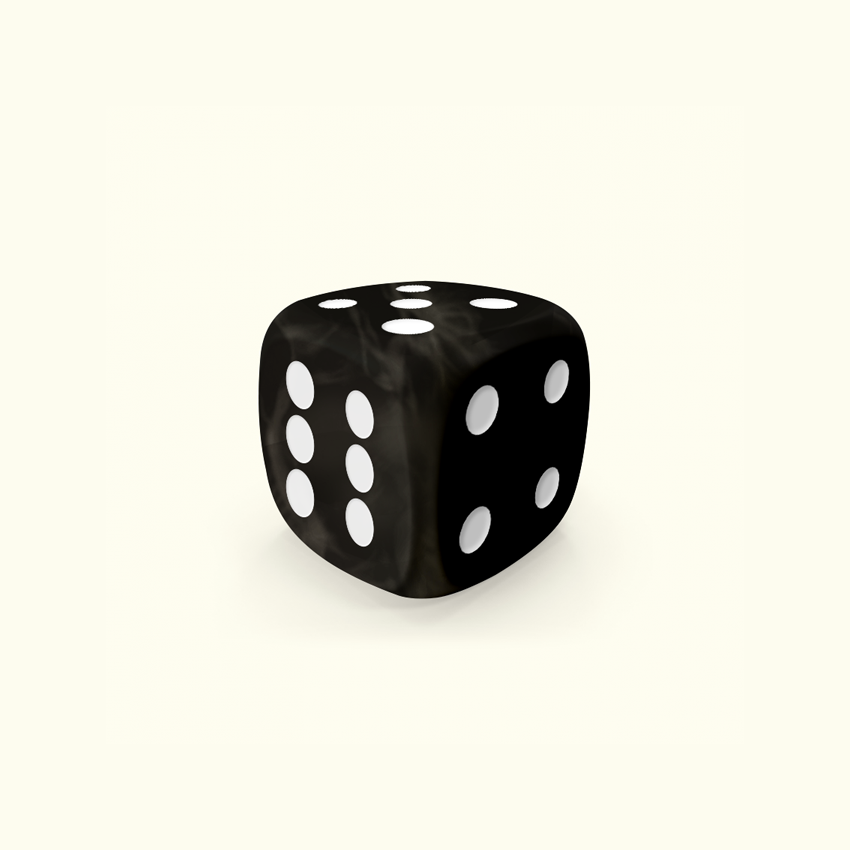 D6 mini size Mokko dice round corner marble effect black