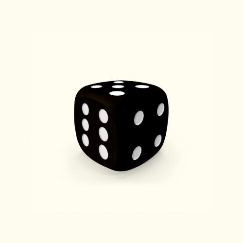 Dado Mokko D6 con puntos tamaño mini esquina redondeada color sólido negro