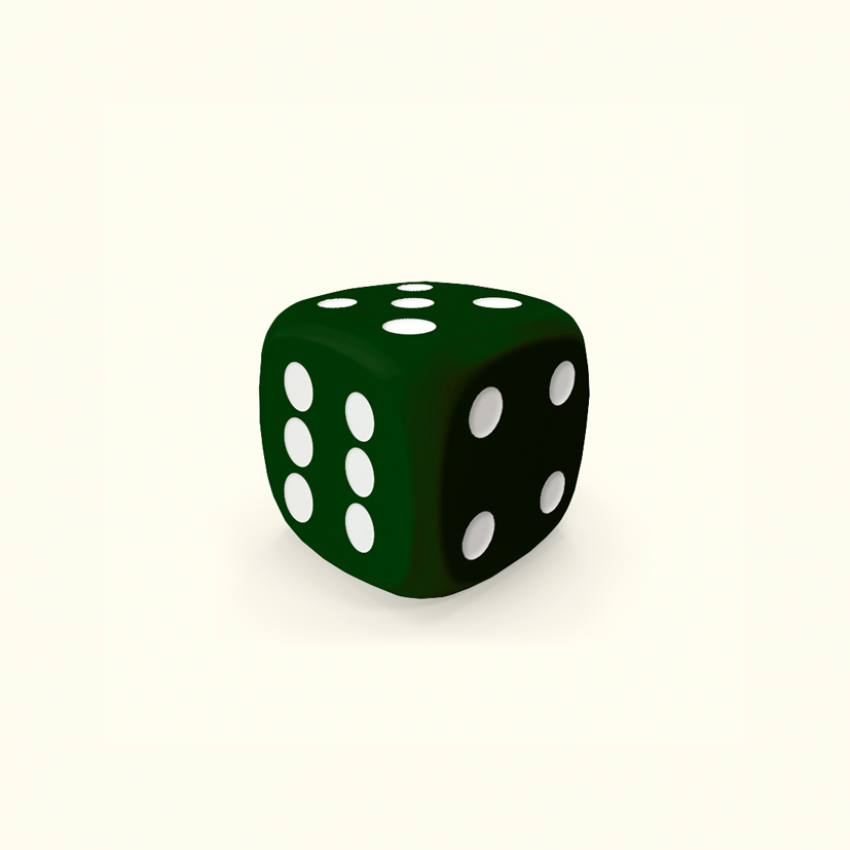 D6 mini size Mokko dice round corner solid color dark green