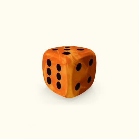 Dado Mokko D6 con puntos tamaño mini esquina redondeada efecto mármol naranja Dado Mokko D6 con puntos tamaño mini esquina redondeada efecto mármol naranja
