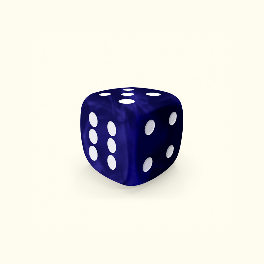 D6 mini size Mokko dice round corner marble effect royal blue