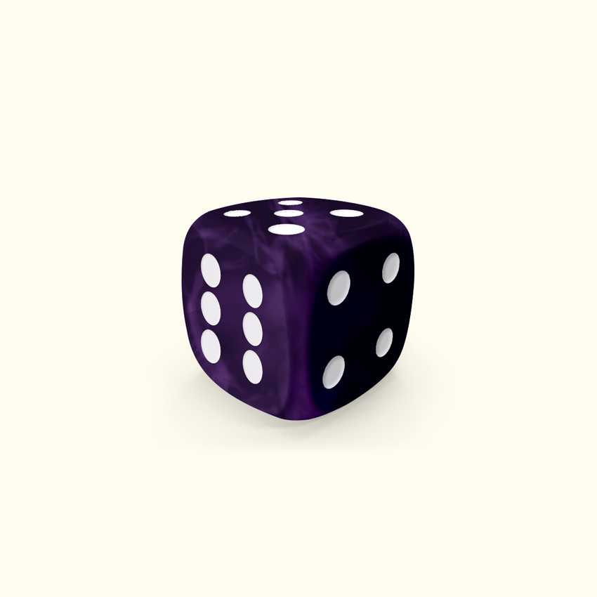 D6 mini size Mokko dice round corner marble effect violet