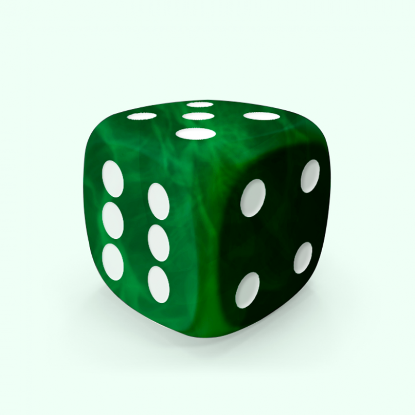 D6 plus size Mokko dice round corner marble effect forest green