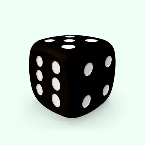 Dado Mokko D6 con puntos tamaño plus esquina redondeada color sólido negro