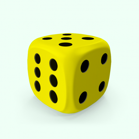 Dado Mokko D6 con puntos tamaño plus esquina redondeada color sólido amarillo limón