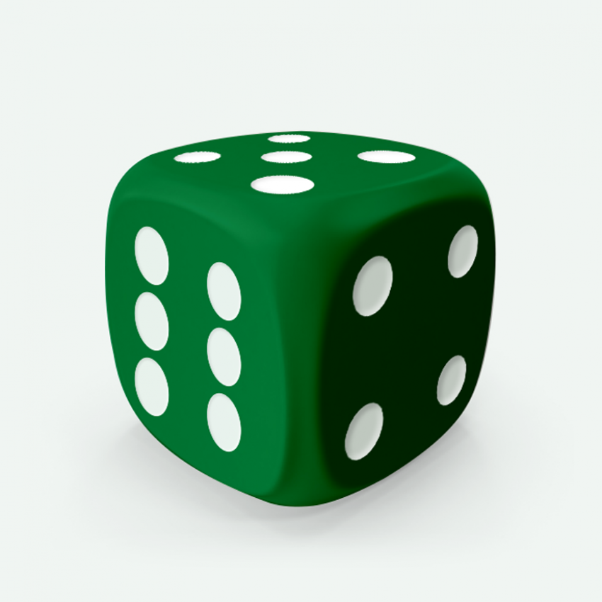 D6 extra size Mokko dice round corner solid color forest green