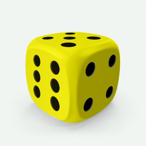 Dado Mokko D6 con puntos tamaño extra esquina redondeada color sólido amarillo limón