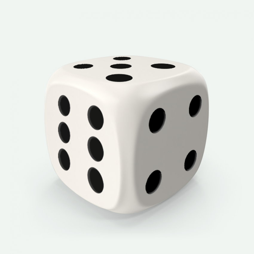 D6 extra size Mokko dice round corner solid color white
