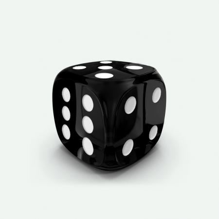 Dado Mokko D6 con puntos tamaño estándar esquina redondeada efecto gema negro Dado Mokko D6 con puntos tamaño estándar esquina redondeada efecto gema negro