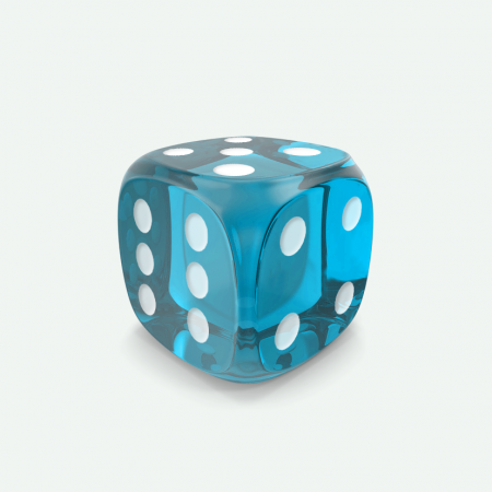 Dado Mokko D6 con puntos tamaño estándar esquina redondeada efecto gema celeste Dado Mokko D6 con puntos tamaño estándar esquina redondeada efecto gema celeste