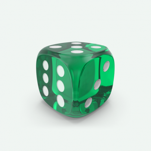 Dado Mokko D6 con puntos tamaño estándar esquina redondeada efecto gema esmeralda