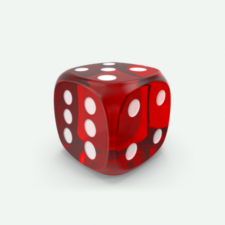 Dado Mokko D6 con puntos tamaño estándar esquina redondeada efecto gema rojo Dado Mokko D6 con puntos tamaño estándar esquina redondeada efecto gema rojo