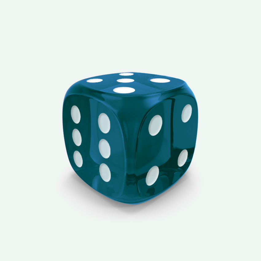 D6 standar size Mokko dice round corner gem effect blue