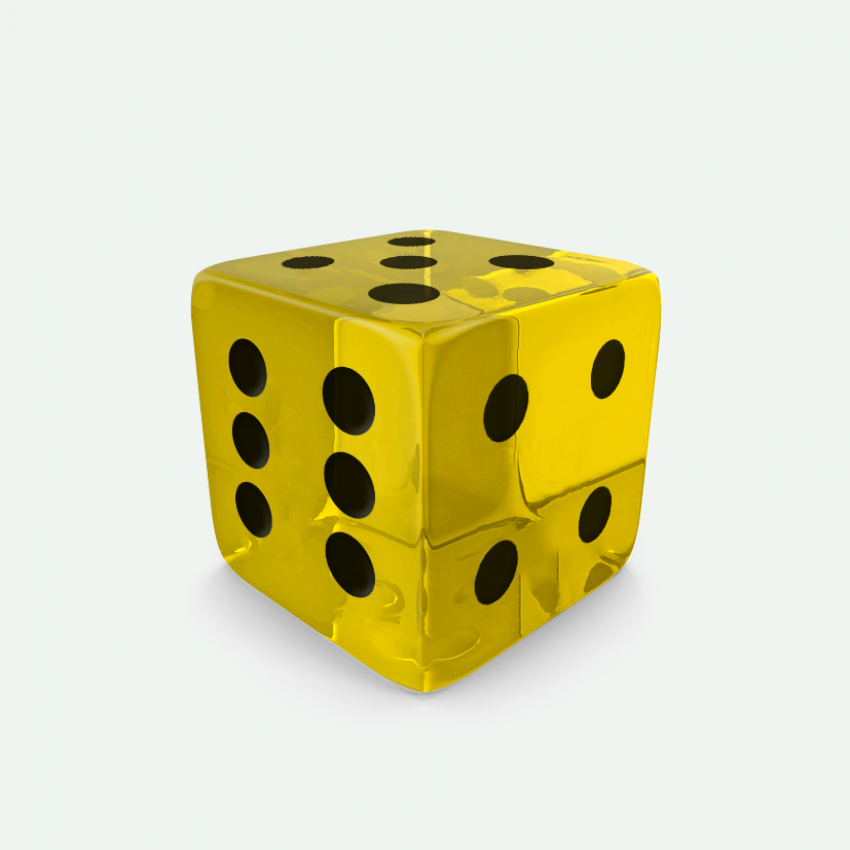 D6 standar size Mokko dice square corner gem effect yellow