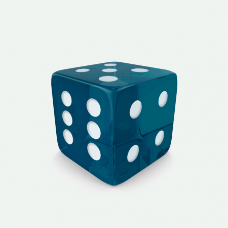 Dado Mokko D6 con puntos tamaño estándar esquina recta efecto gema azul Dado Mokko D6 con puntos tamaño estándar esquina recta efecto gema azul