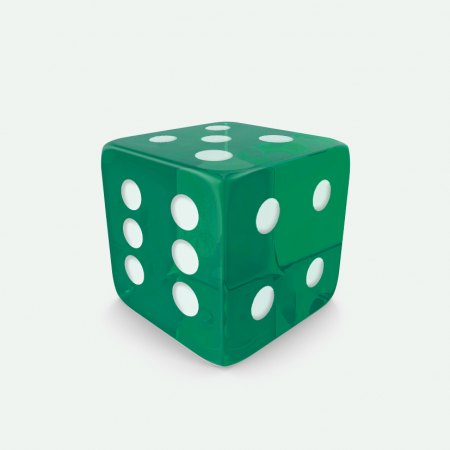 Dado Mokko D6 con puntos tamaño estándar esquina recta efecto gema esmeralda Dado Mokko D6 con puntos tamaño estándar esquina recta efecto gema esmeralda