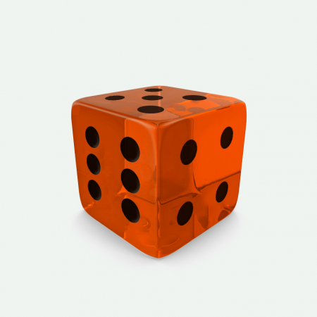 Dado Mokko D6 con puntos tamaño estándar esquina recta efecto gema naranja Dado Mokko D6 con puntos tamaño estándar esquina recta efecto gema naranja