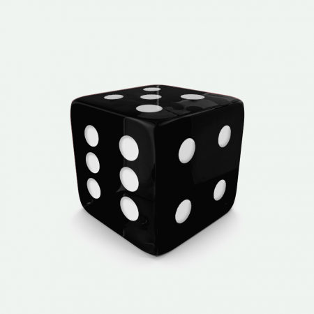 Dado Mokko D6 con puntos tamaño estándar esquina recta efecto gema negro Dado Mokko D6 con puntos tamaño estándar esquina recta efecto gema negro