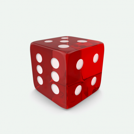 Dado Mokko D6 con puntos tamaño estándar esquina recta efecto gema rojo Dado Mokko D6 con puntos tamaño estándar esquina recta efecto gema rojo