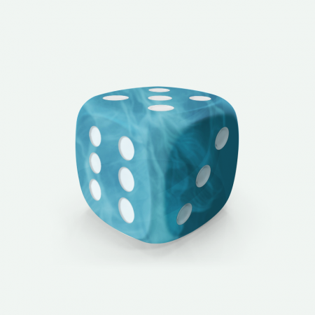 Dado Mokko D6 con puntos tamaño estándar esquina redondeada efecto mármol celeste Dado Mokko D6 con puntos tamaño estándar esquina redondeada efecto mármol celeste