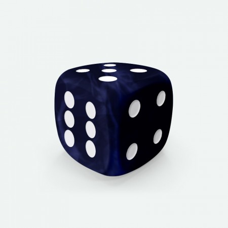 Dado Mokko D6 con puntos tamaño estándar esquina redondeada efecto mármol azul oscuro Dado Mokko D6 con puntos tamaño estándar esquina redondeada efecto mármol azul oscuro