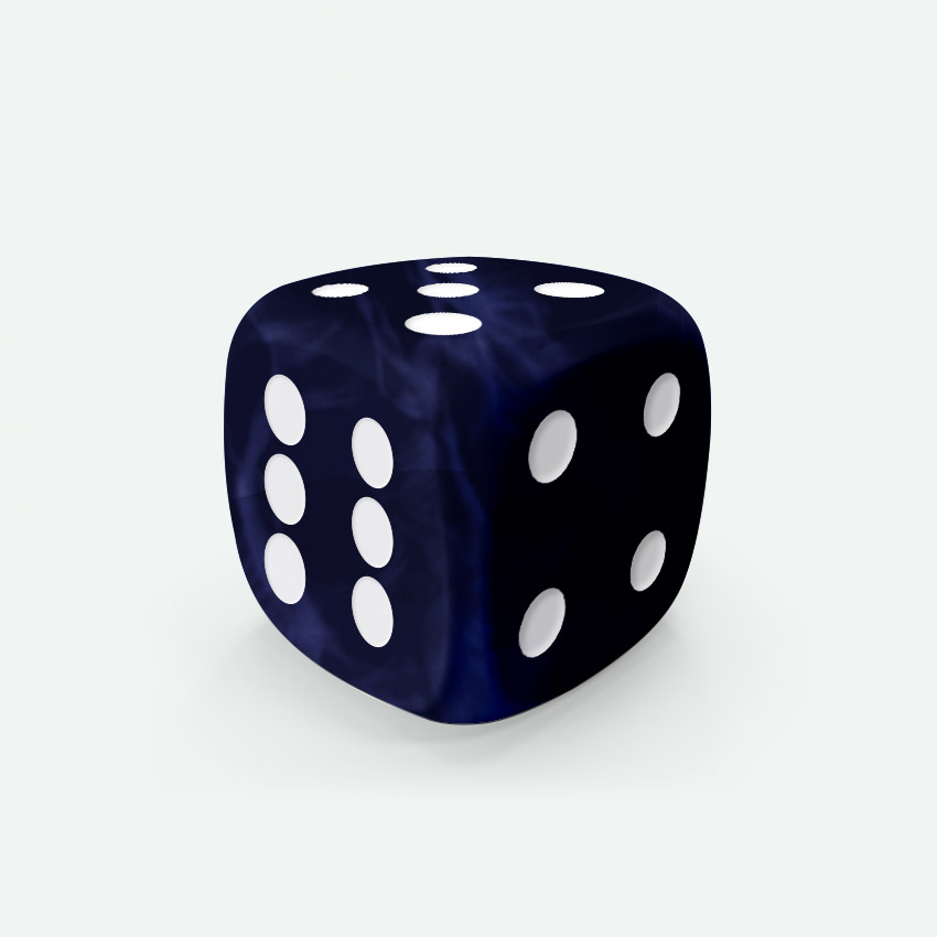 D6 standar size Mokko dice round corner marble effect dark blue