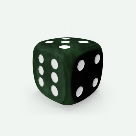 Dado Mokko D6 con puntos tamaño estándar esquina redondeada efecto mármol verde oscuro Dado Mokko D6 con puntos tamaño estándar esquina redondeada efecto mármol verde oscuro